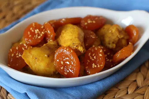 Tajine rapide de poulet et abricot sec