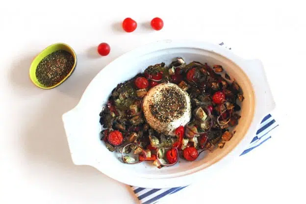 Ricotta rôtie aux légumes confits et zaatar