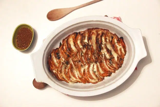 Tian de patates douces au brebis et épices cajun